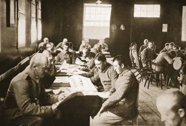 The Reading Room, Dorchester, illustration from German Prisoners in Great Britain